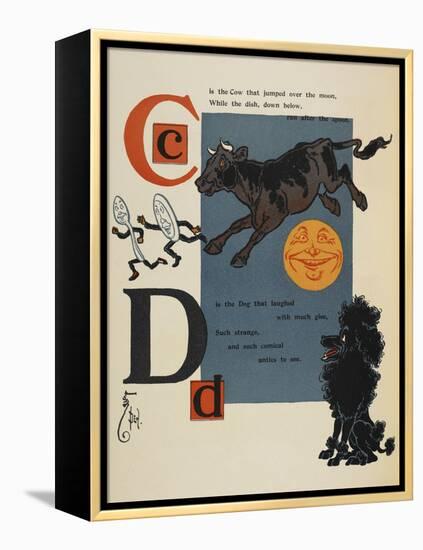 Alphabet Page: C and D. the Cow That Jumped Over the Moon. the Dog That Laughed-William Denslow-Framed Premier Image Canvas