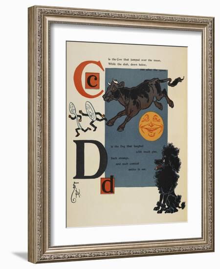 Alphabet Page: C and D. the Cow That Jumped Over the Moon. the Dog That Laughed-William Denslow-Framed Giclee Print