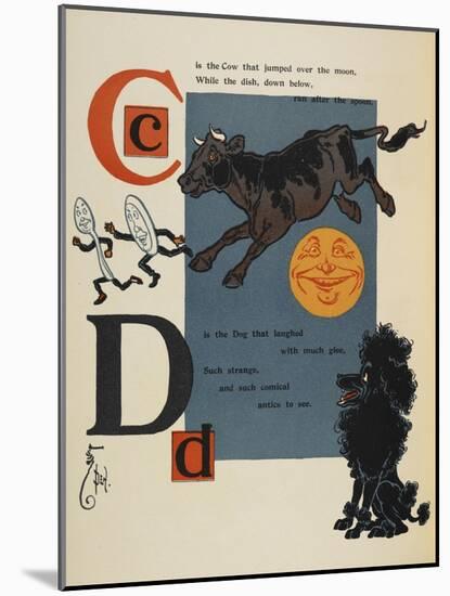 Alphabet Page: C and D. the Cow That Jumped Over the Moon. the Dog That Laughed-William Denslow-Mounted Giclee Print