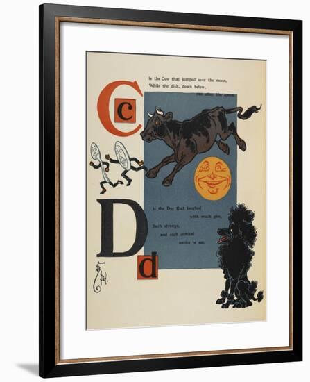 Alphabet Page: C and D. the Cow That Jumped Over the Moon. the Dog That Laughed-William Denslow-Framed Giclee Print