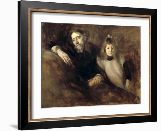 Alphonse Daudet and His Daughter-Eugene Carriere-Framed Art Print