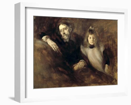 Alphonse Daudet and His Daughter-Eugene Carriere-Framed Art Print