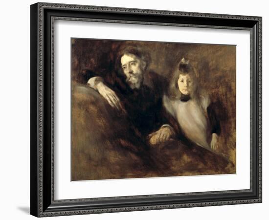 Alphonse Daudet and His Daughter-Eugene Carriere-Framed Art Print