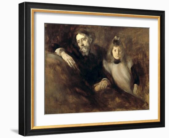 Alphonse Daudet and His Daughter-Eugene Carriere-Framed Art Print