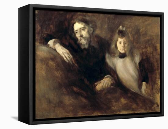 Alphonse Daudet and His Daughter-Eugene Carriere-Framed Stretched Canvas