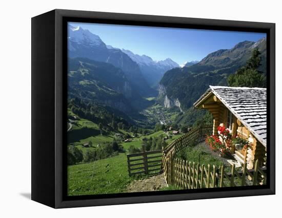 Alpine Cabin, Wengen and Lauterbrunnen Valley, Berner Oberland, Switzerland-Doug Pearson-Framed Premier Image Canvas