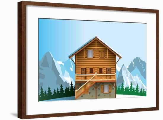 Alpine Chalet-Nikola Knezevic-Framed Art Print