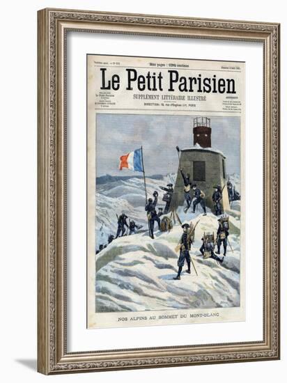 Alpine Chasseurs of the French Army on the Summit of Mount Blanc-Stefano Bianchetti-Framed Giclee Print