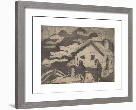 Alpine Huts in Fog-Ernst Ludwig Kirchner-Framed Premium Giclee Print