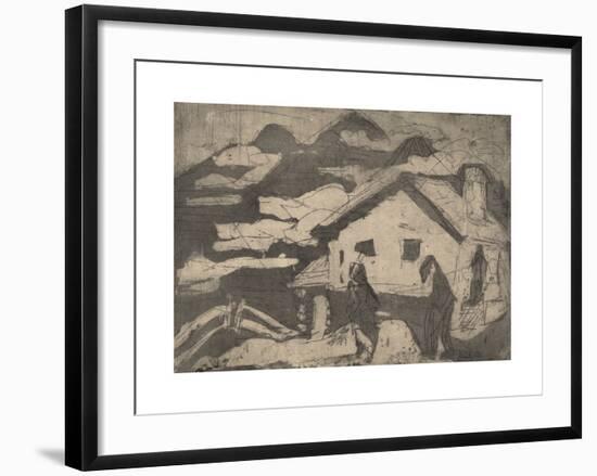 Alpine Huts in Fog-Ernst Ludwig Kirchner-Framed Premium Giclee Print