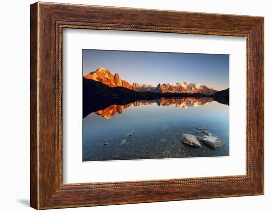 Alpine Lake with Mount Blanc Massif in the Sunset, Chamonix-ClickAlps-Framed Photographic Print