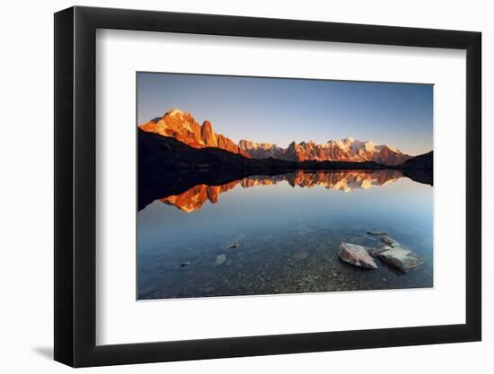 Alpine Lake with Mount Blanc Massif in the Sunset, Chamonix-ClickAlps-Framed Photographic Print