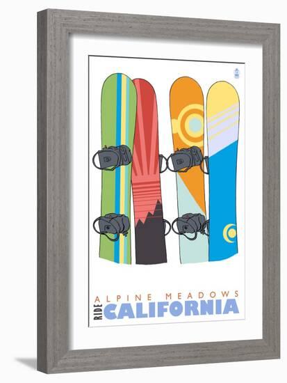 Alpine Meadows, California, Snowboards in the Snow-Lantern Press-Framed Art Print