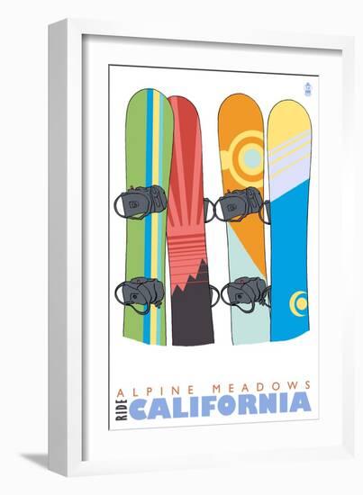 Alpine Meadows, California, Snowboards in the Snow-Lantern Press-Framed Art Print