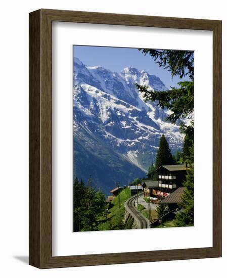 Alpine Railway, Murren, Jungfrau Region, Bernese Oberland, Swiss Alps, Switzerland-Roy Rainford-Framed Premium Photographic Print