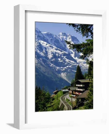 Alpine Railway, Murren, Jungfrau Region, Bernese Oberland, Swiss Alps, Switzerland-Roy Rainford-Framed Photographic Print