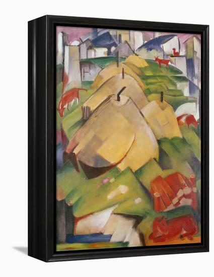 Alpine Scene with Haystacks, 1912 (Oil on Canvas)-Franz Marc-Framed Premier Image Canvas