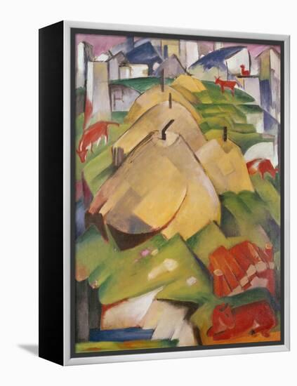 Alpine Scene with Haystacks, 1912 (Oil on Canvas)-Franz Marc-Framed Premier Image Canvas