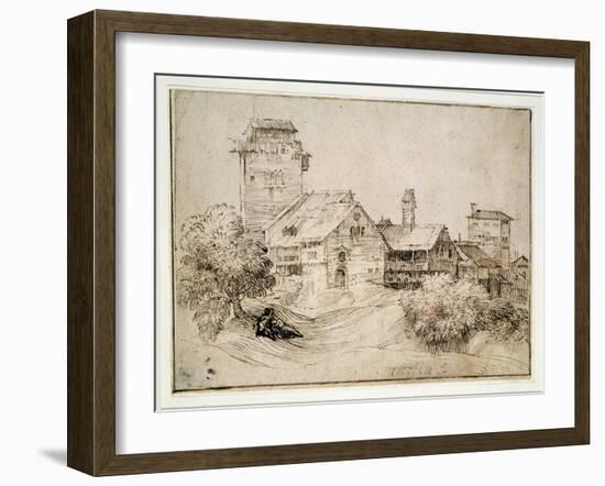 Alpine Village and Lovers Embracing-Titian (Tiziano Vecelli)-Framed Giclee Print