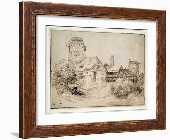 Alpine Village and Lovers Embracing-Titian (Tiziano Vecelli)-Framed Giclee Print