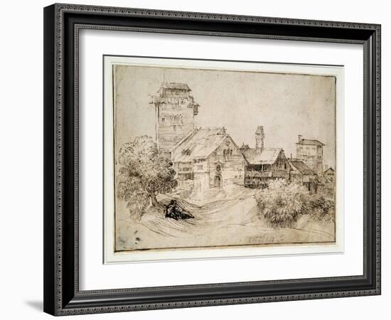 Alpine Village and Lovers Embracing-Titian (Tiziano Vecelli)-Framed Giclee Print