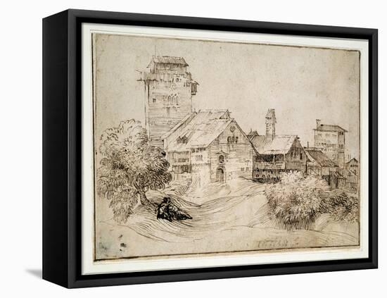 Alpine Village and Lovers Embracing-Titian (Tiziano Vecelli)-Framed Premier Image Canvas