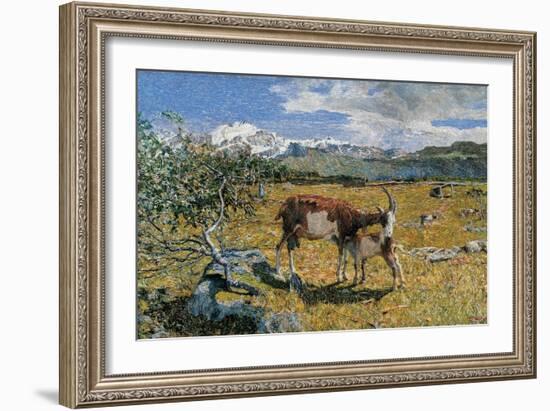 Alps in May (The Loving Mother)-Giovanni Segantini-Framed Art Print