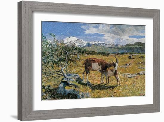 Alps in May (The Loving Mother)-Giovanni Segantini-Framed Art Print