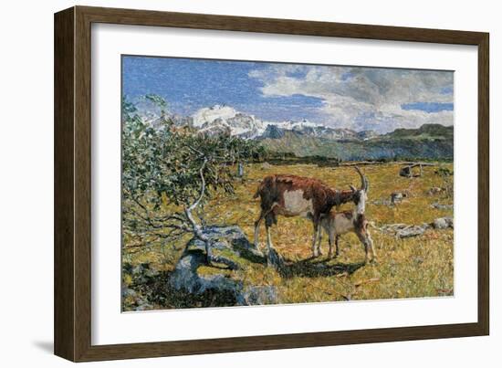 Alps in May (The Loving Mother)-Giovanni Segantini-Framed Art Print