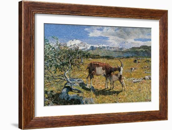 Alps in May (The Loving Mother)-Giovanni Segantini-Framed Art Print