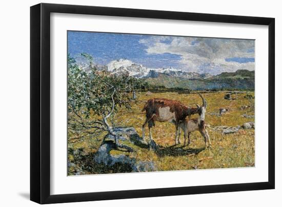 Alps in May (The Loving Mother)-Giovanni Segantini-Framed Art Print