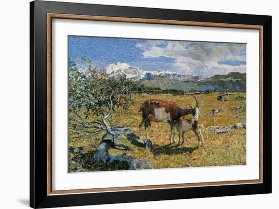 Alps in May (The Loving Mother)-Giovanni Segantini-Framed Art Print