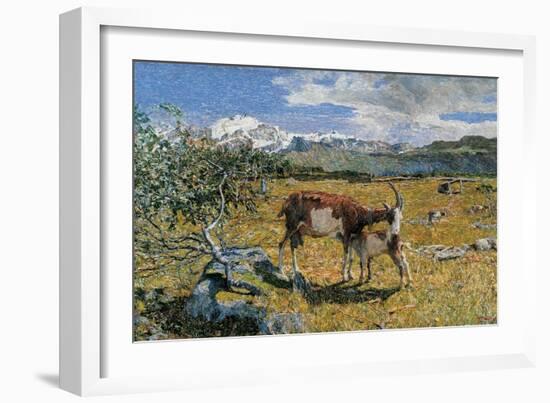 Alps in May (The Loving Mother)-Giovanni Segantini-Framed Art Print