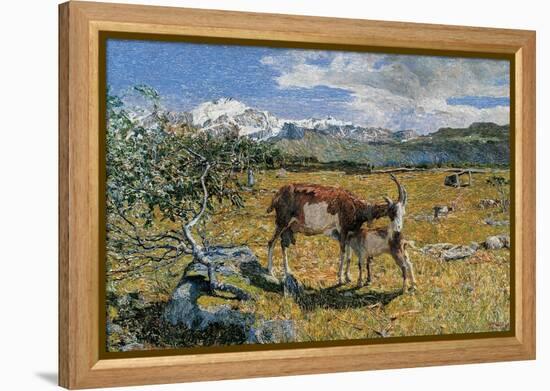 Alps in May (The Loving Mother)-Giovanni Segantini-Framed Stretched Canvas