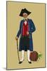 Alsacian Man from Saverne with Pipe, Tri-Cornered Hat and Wears Britches-Elizabeth Whitney Moffat-Mounted Art Print