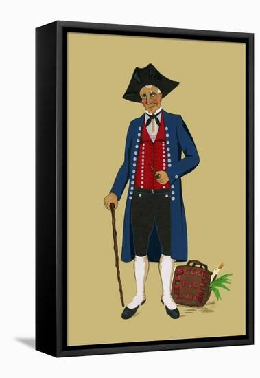 Alsacian Man from Saverne with Pipe, Tri-Cornered Hat and Wears Britches-Elizabeth Whitney Moffat-Framed Stretched Canvas