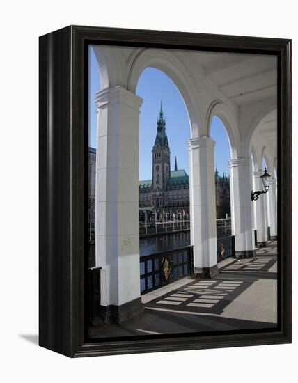 Alsterarkaden and City Hall, Hamburg, Germany, Europe-Hans Peter Merten-Framed Premier Image Canvas