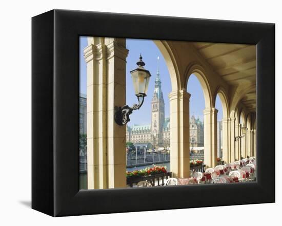 Alsterarkaden and Town Hall, Hamburg, Germany, Europe-Hans Peter Merten-Framed Premier Image Canvas