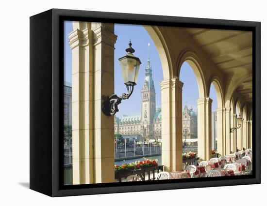 Alsterarkaden and Town Hall, Hamburg, Germany, Europe-Hans Peter Merten-Framed Premier Image Canvas