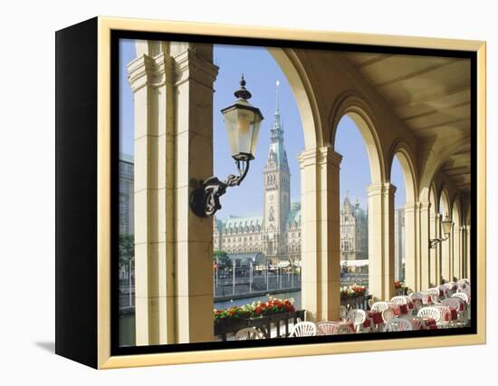 Alsterarkaden and Town Hall, Hamburg, Germany, Europe-Hans Peter Merten-Framed Premier Image Canvas