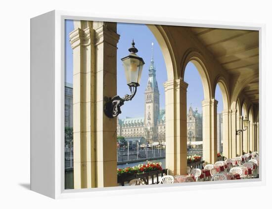 Alsterarkaden and Town Hall, Hamburg, Germany, Europe-Hans Peter Merten-Framed Premier Image Canvas