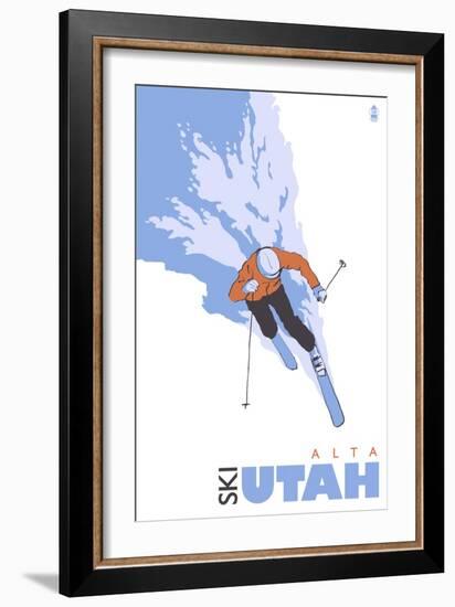 Alta, Utah, Skier Stylized-Lantern Press-Framed Premium Giclee Print