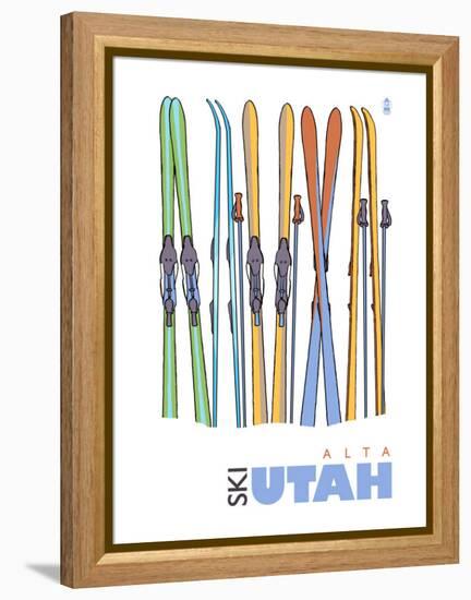 Alta, Utah, Skis in the Snow-Lantern Press-Framed Stretched Canvas