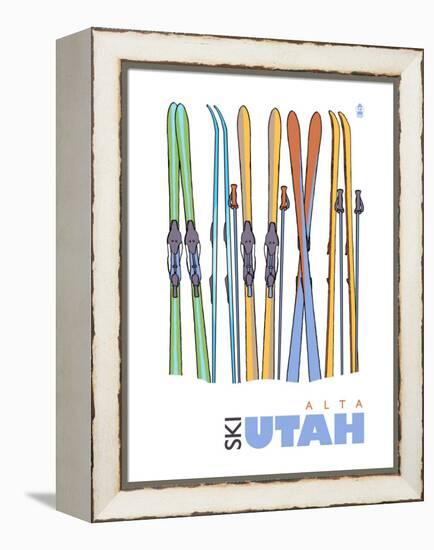 Alta, Utah, Skis in the Snow-Lantern Press-Framed Stretched Canvas