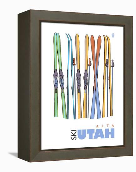 Alta, Utah, Skis in the Snow-Lantern Press-Framed Stretched Canvas