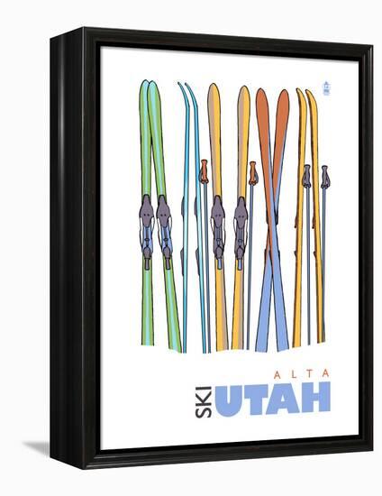 Alta, Utah, Skis in the Snow-Lantern Press-Framed Stretched Canvas