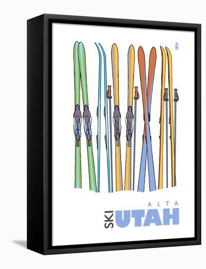 Alta, Utah, Skis in the Snow-Lantern Press-Framed Stretched Canvas