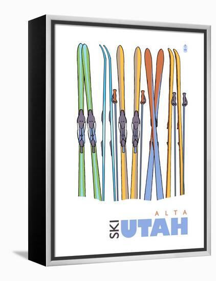 Alta, Utah, Skis in the Snow-Lantern Press-Framed Stretched Canvas