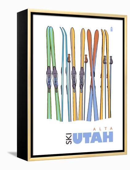 Alta, Utah, Skis in the Snow-Lantern Press-Framed Stretched Canvas