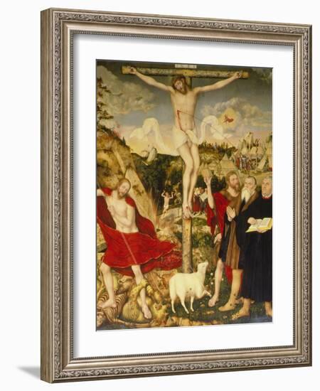 Altar Der Peter- Und Paulkirche in Weimar. Mitteltafel: Christus Am Kreuz-Lucas Cranach the Elder-Framed Giclee Print